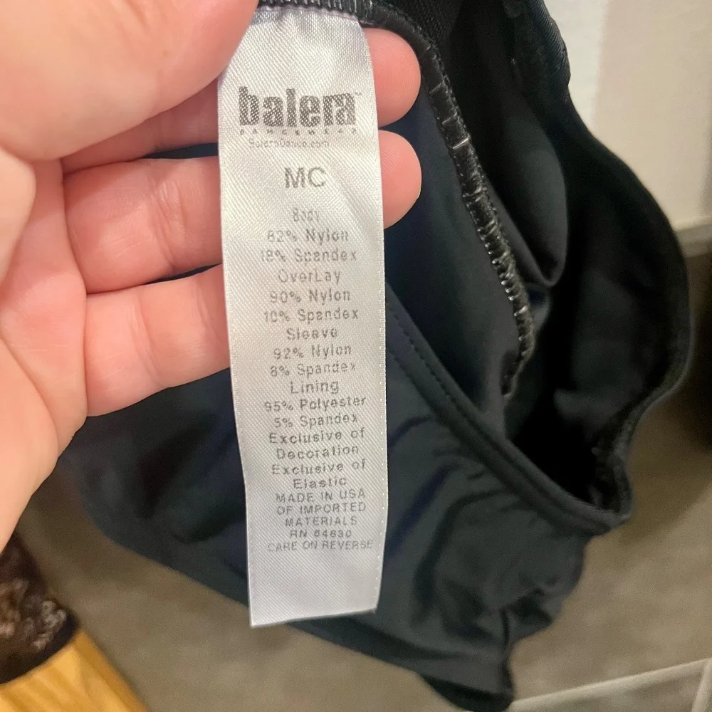 WEISSMAN Balera Black Dance Costume Leotard Lace Long Sleeves Medium Child MC - Picture 6 of 7